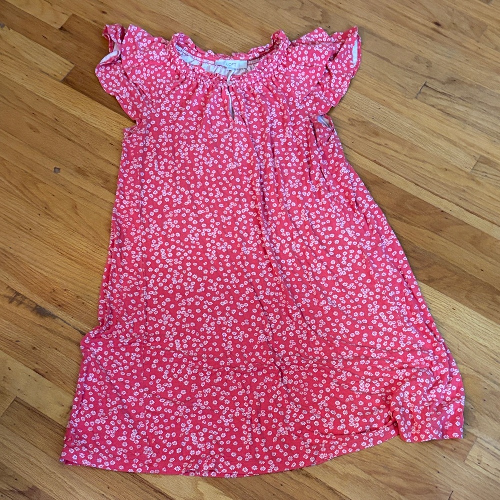 LOFT Coral Floral Midi Dress